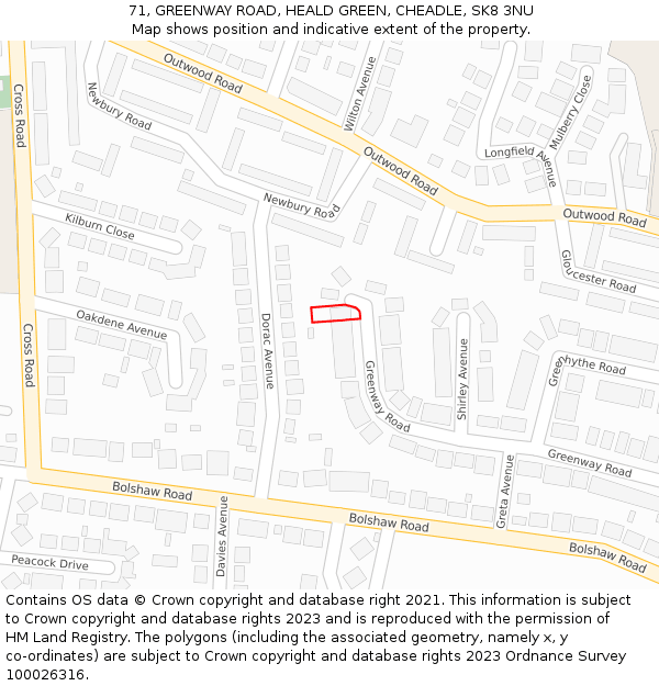 71, GREENWAY ROAD, HEALD GREEN, CHEADLE, SK8 3NU: Location map and indicative extent of plot