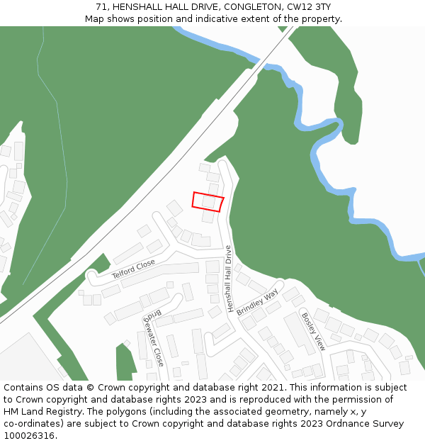 71, HENSHALL HALL DRIVE, CONGLETON, CW12 3TY: Location map and indicative extent of plot