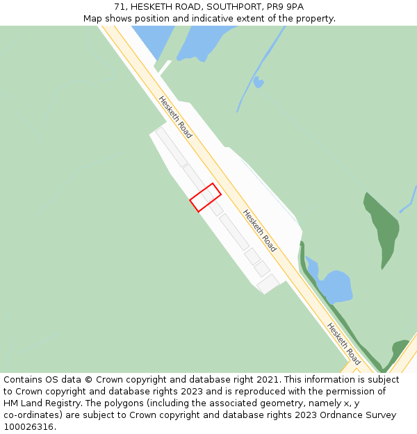 71, HESKETH ROAD, SOUTHPORT, PR9 9PA: Location map and indicative extent of plot