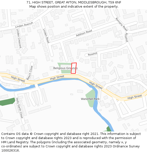 71, HIGH STREET, GREAT AYTON, MIDDLESBROUGH, TS9 6NF: Location map and indicative extent of plot