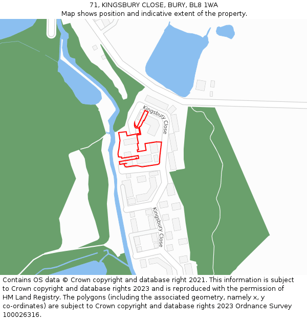 71, KINGSBURY CLOSE, BURY, BL8 1WA: Location map and indicative extent of plot
