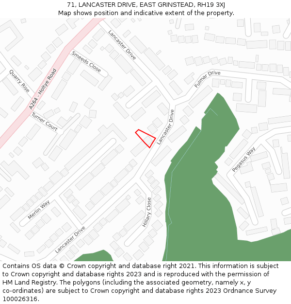 71, LANCASTER DRIVE, EAST GRINSTEAD, RH19 3XJ: Location map and indicative extent of plot