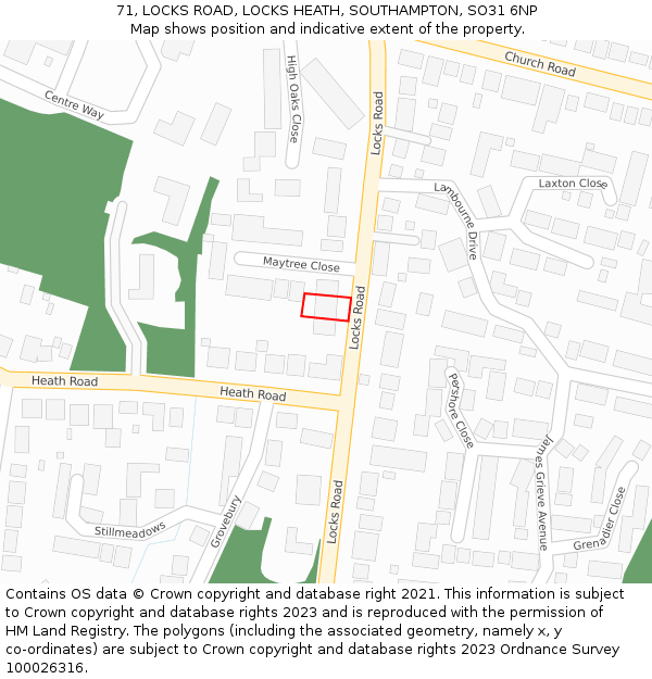 71, LOCKS ROAD, LOCKS HEATH, SOUTHAMPTON, SO31 6NP: Location map and indicative extent of plot