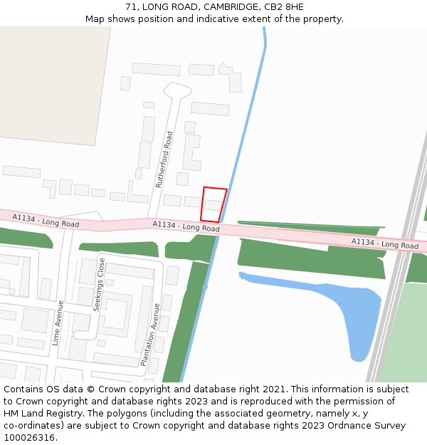 71, LONG ROAD, CAMBRIDGE, CB2 8HE: Location map and indicative extent of plot