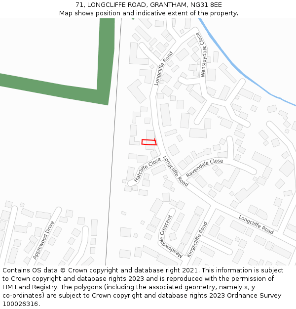 71, LONGCLIFFE ROAD, GRANTHAM, NG31 8EE: Location map and indicative extent of plot