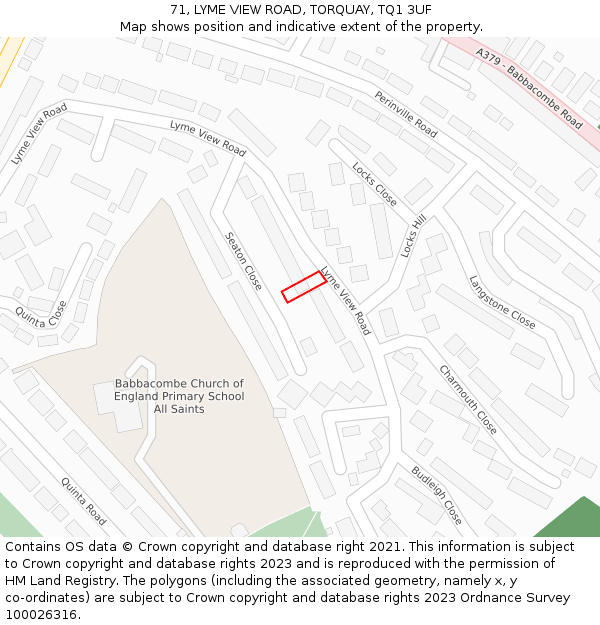 71, LYME VIEW ROAD, TORQUAY, TQ1 3UF: Location map and indicative extent of plot