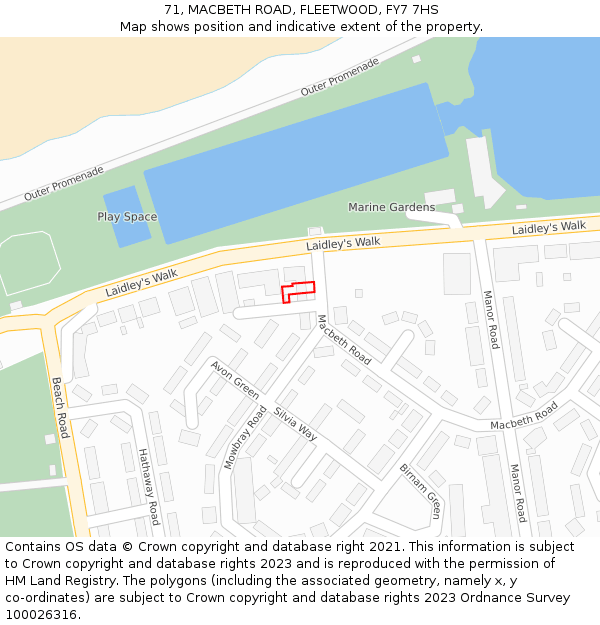 71, MACBETH ROAD, FLEETWOOD, FY7 7HS: Location map and indicative extent of plot