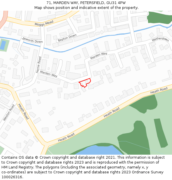 71, MARDEN WAY, PETERSFIELD, GU31 4PW: Location map and indicative extent of plot