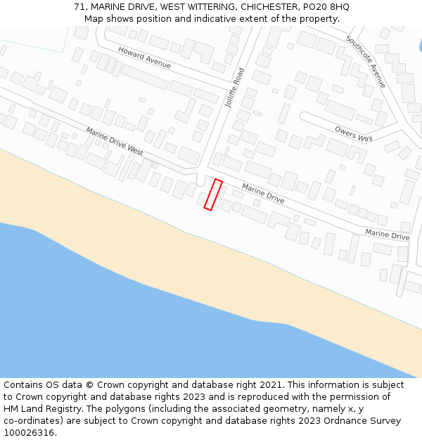 71, MARINE DRIVE, WEST WITTERING, CHICHESTER, PO20 8HQ: Location map and indicative extent of plot