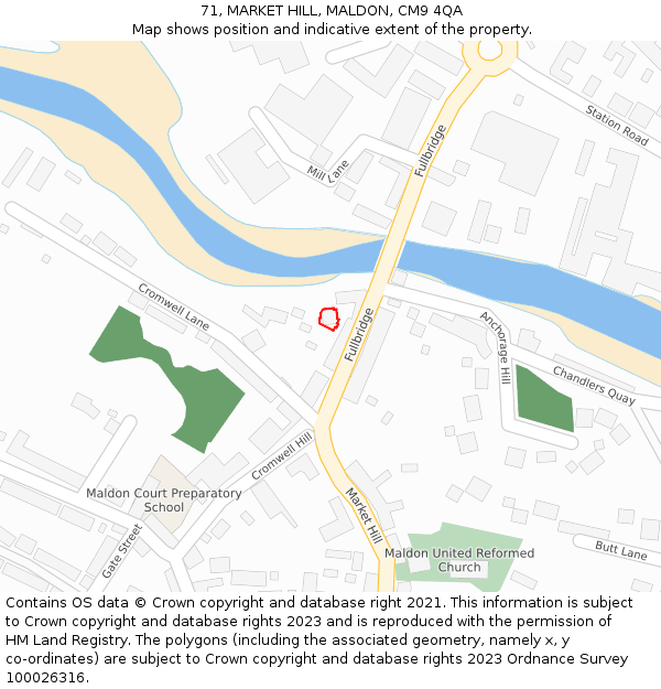 71, MARKET HILL, MALDON, CM9 4QA: Location map and indicative extent of plot