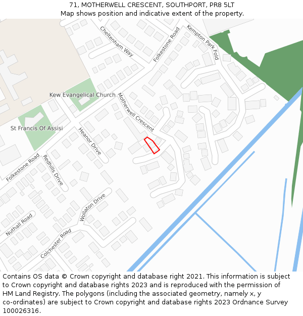 71, MOTHERWELL CRESCENT, SOUTHPORT, PR8 5LT: Location map and indicative extent of plot