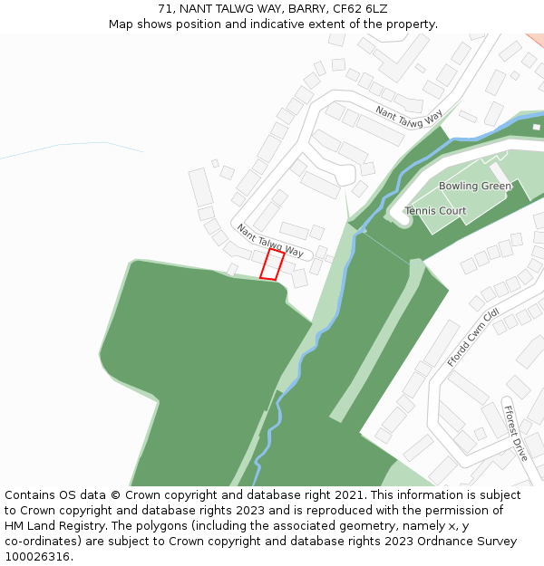 71, NANT TALWG WAY, BARRY, CF62 6LZ: Location map and indicative extent of plot