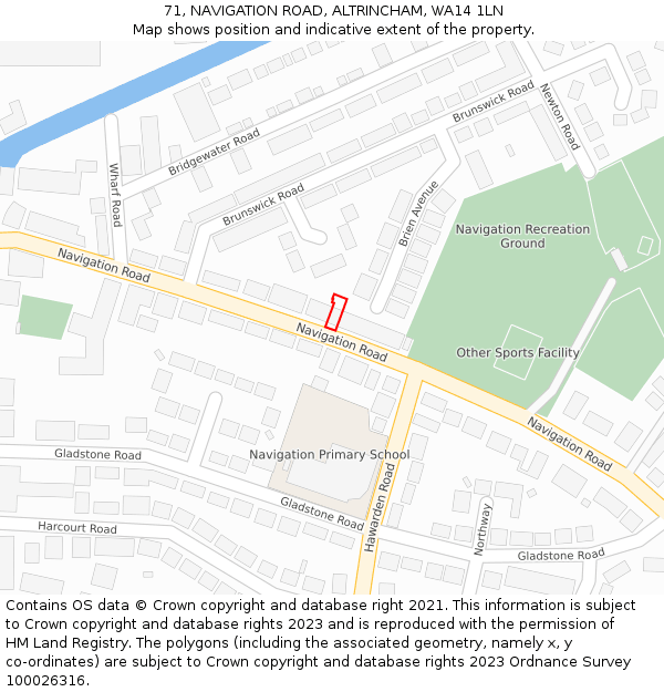 71, NAVIGATION ROAD, ALTRINCHAM, WA14 1LN: Location map and indicative extent of plot