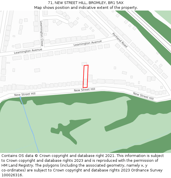 71, NEW STREET HILL, BROMLEY, BR1 5AX: Location map and indicative extent of plot