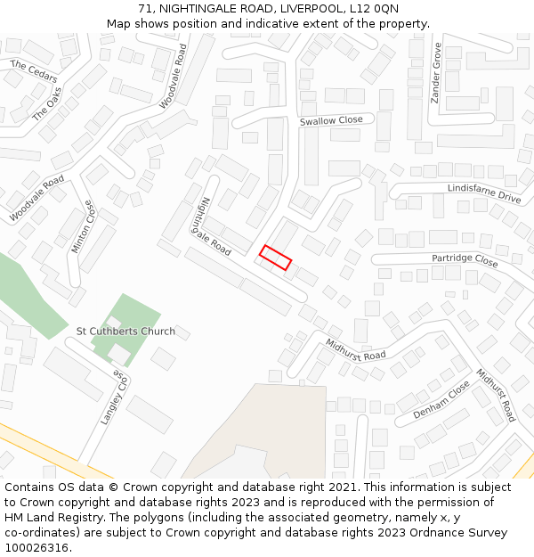 71, NIGHTINGALE ROAD, LIVERPOOL, L12 0QN: Location map and indicative extent of plot