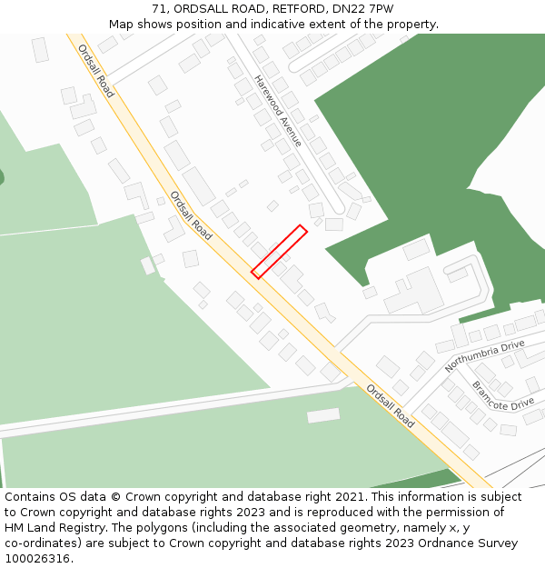 71, ORDSALL ROAD, RETFORD, DN22 7PW: Location map and indicative extent of plot