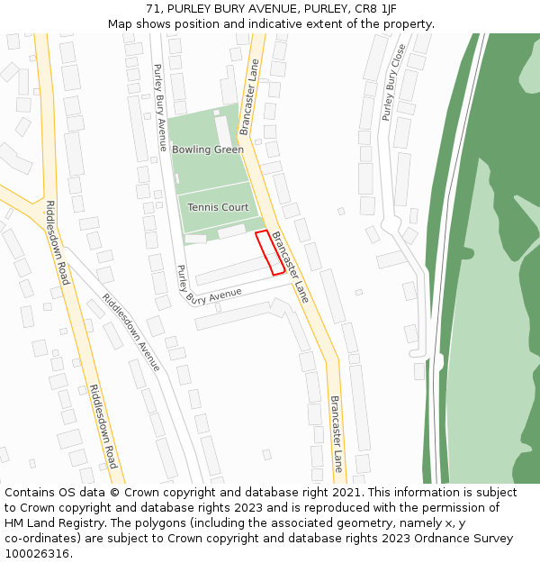 71, PURLEY BURY AVENUE, PURLEY, CR8 1JF: Location map and indicative extent of plot