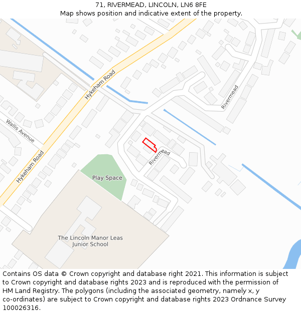 71, RIVERMEAD, LINCOLN, LN6 8FE: Location map and indicative extent of plot