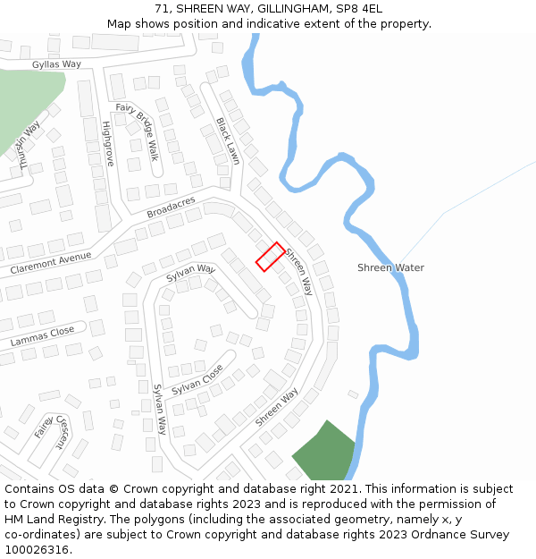 71, SHREEN WAY, GILLINGHAM, SP8 4EL: Location map and indicative extent of plot