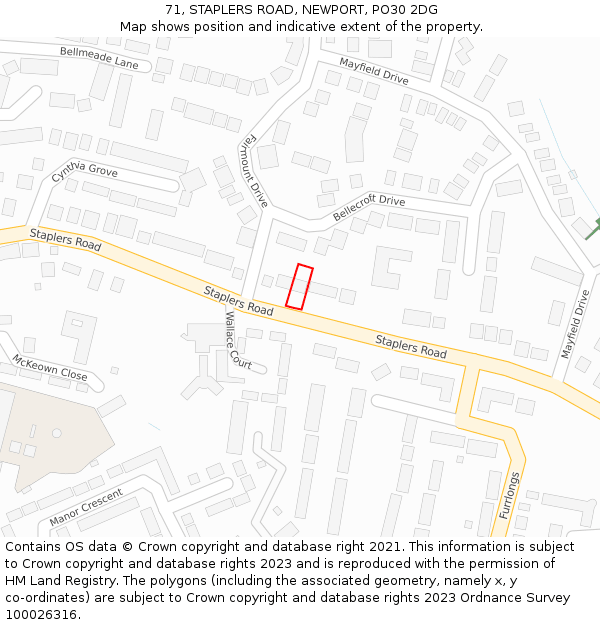 71, STAPLERS ROAD, NEWPORT, PO30 2DG: Location map and indicative extent of plot
