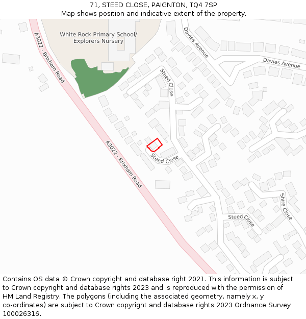 71, STEED CLOSE, PAIGNTON, TQ4 7SP: Location map and indicative extent of plot