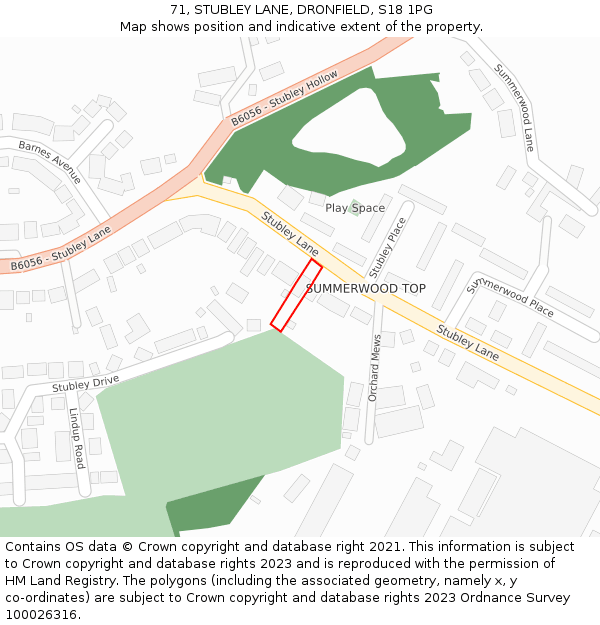 71, STUBLEY LANE, DRONFIELD, S18 1PG: Location map and indicative extent of plot