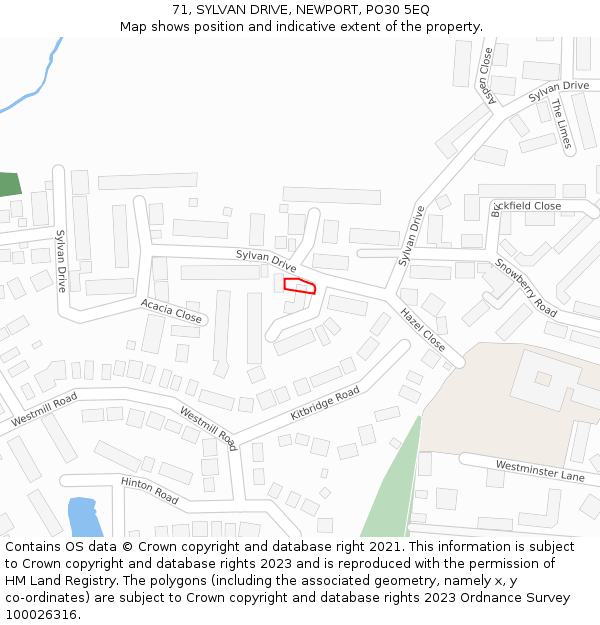71, SYLVAN DRIVE, NEWPORT, PO30 5EQ: Location map and indicative extent of plot