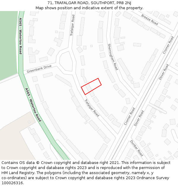 71, TRAFALGAR ROAD, SOUTHPORT, PR8 2NJ: Location map and indicative extent of plot