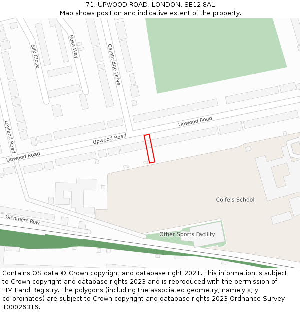 71, UPWOOD ROAD, LONDON, SE12 8AL: Location map and indicative extent of plot
