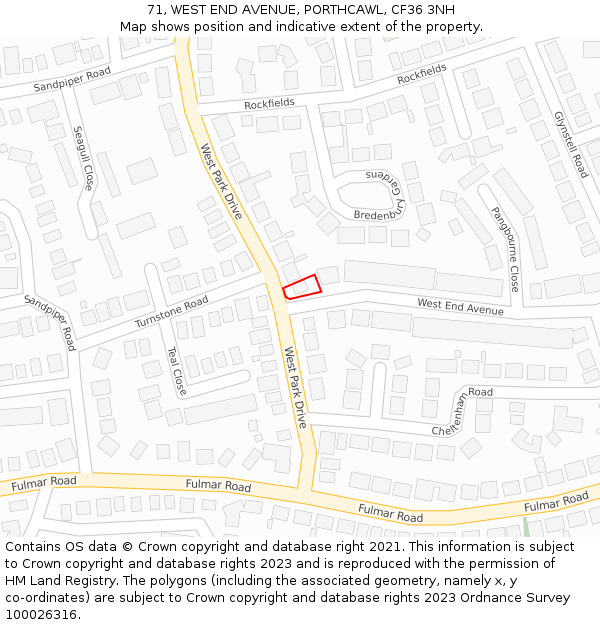 71, WEST END AVENUE, PORTHCAWL, CF36 3NH: Location map and indicative extent of plot