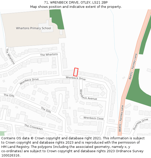 71, WRENBECK DRIVE, OTLEY, LS21 2BP: Location map and indicative extent of plot