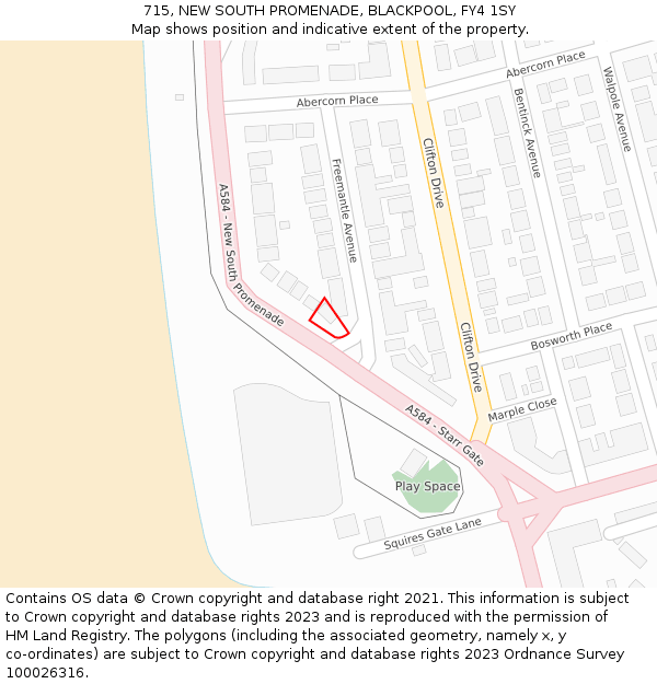 715, NEW SOUTH PROMENADE, BLACKPOOL, FY4 1SY: Location map and indicative extent of plot