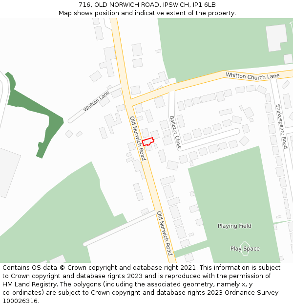 716, OLD NORWICH ROAD, IPSWICH, IP1 6LB: Location map and indicative extent of plot