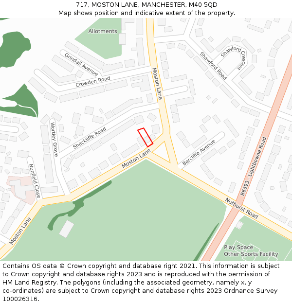 717, MOSTON LANE, MANCHESTER, M40 5QD: Location map and indicative extent of plot