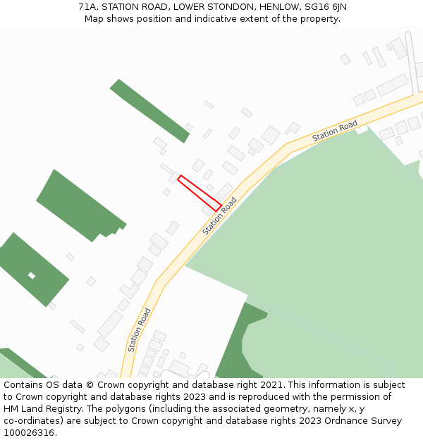 71A, STATION ROAD, LOWER STONDON, HENLOW, SG16 6JN: Location map and indicative extent of plot