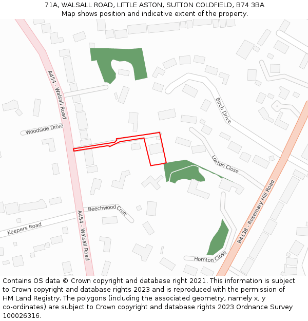 71A, WALSALL ROAD, LITTLE ASTON, SUTTON COLDFIELD, B74 3BA: Location map and indicative extent of plot