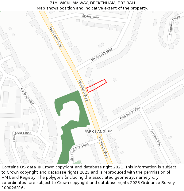 71A, WICKHAM WAY, BECKENHAM, BR3 3AH: Location map and indicative extent of plot