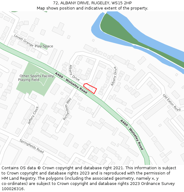 72, ALBANY DRIVE, RUGELEY, WS15 2HP: Location map and indicative extent of plot