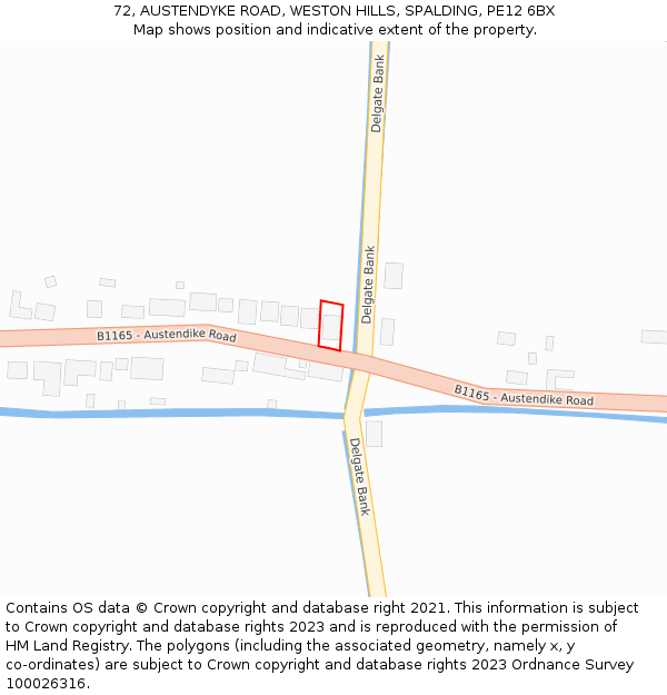 72, AUSTENDYKE ROAD, WESTON HILLS, SPALDING, PE12 6BX: Location map and indicative extent of plot