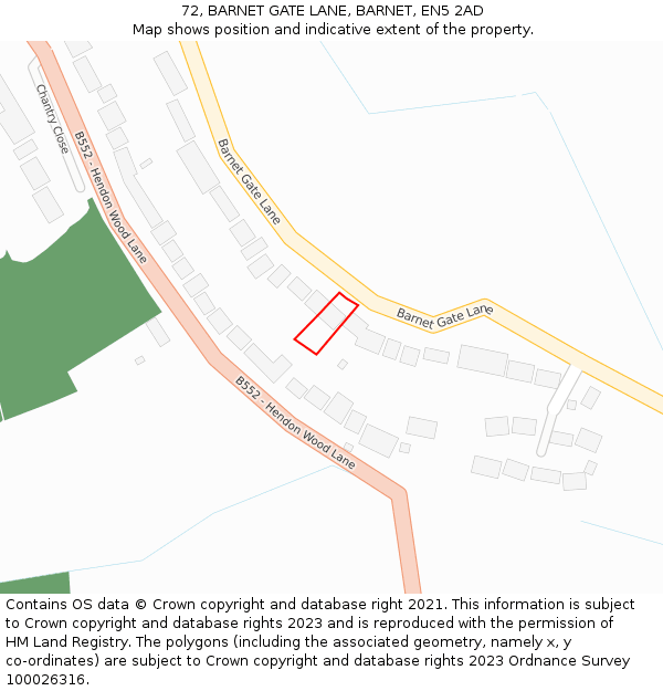 72, BARNET GATE LANE, BARNET, EN5 2AD: Location map and indicative extent of plot