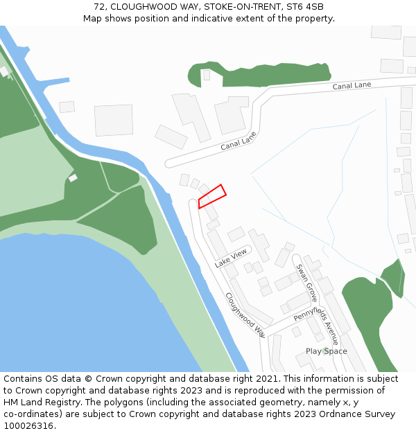 72, CLOUGHWOOD WAY, STOKE-ON-TRENT, ST6 4SB: Location map and indicative extent of plot