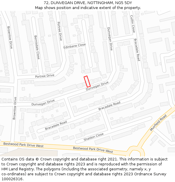 72, DUNVEGAN DRIVE, NOTTINGHAM, NG5 5DY: Location map and indicative extent of plot