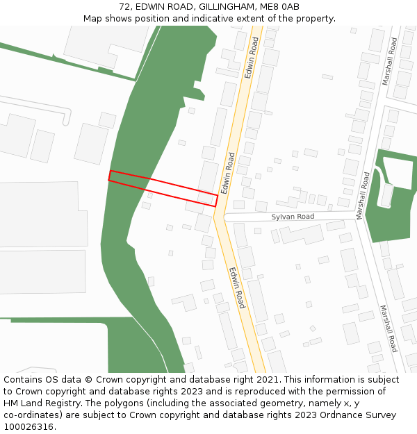 72, EDWIN ROAD, GILLINGHAM, ME8 0AB: Location map and indicative extent of plot