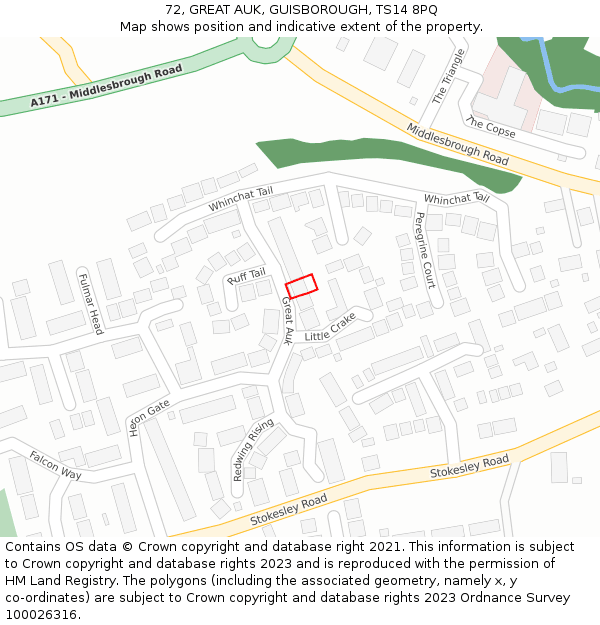 72, GREAT AUK, GUISBOROUGH, TS14 8PQ: Location map and indicative extent of plot