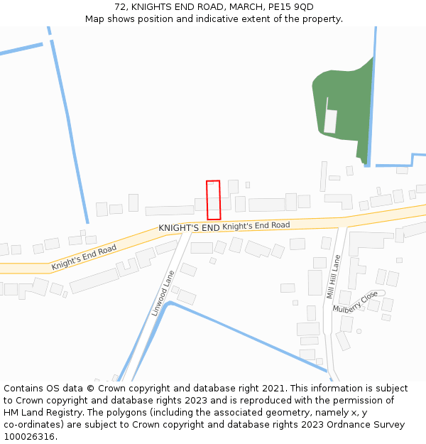 72, KNIGHTS END ROAD, MARCH, PE15 9QD: Location map and indicative extent of plot