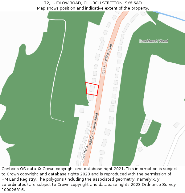 72, LUDLOW ROAD, CHURCH STRETTON, SY6 6AD: Location map and indicative extent of plot