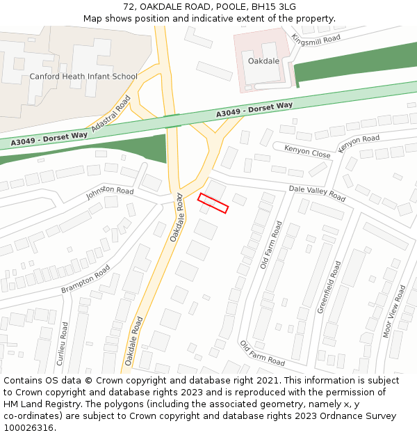 72, OAKDALE ROAD, POOLE, BH15 3LG: Location map and indicative extent of plot