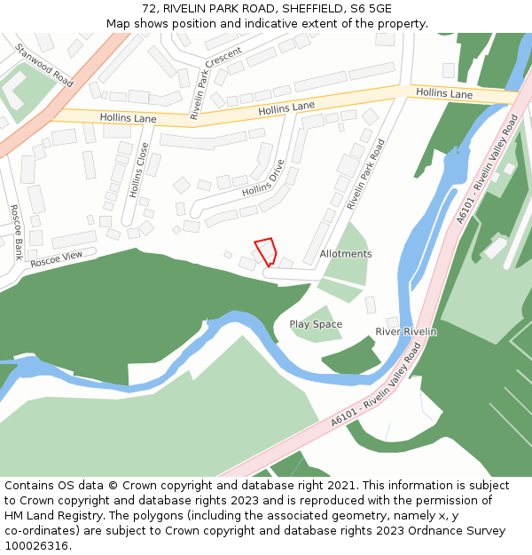 72, RIVELIN PARK ROAD, SHEFFIELD, S6 5GE: Location map and indicative extent of plot