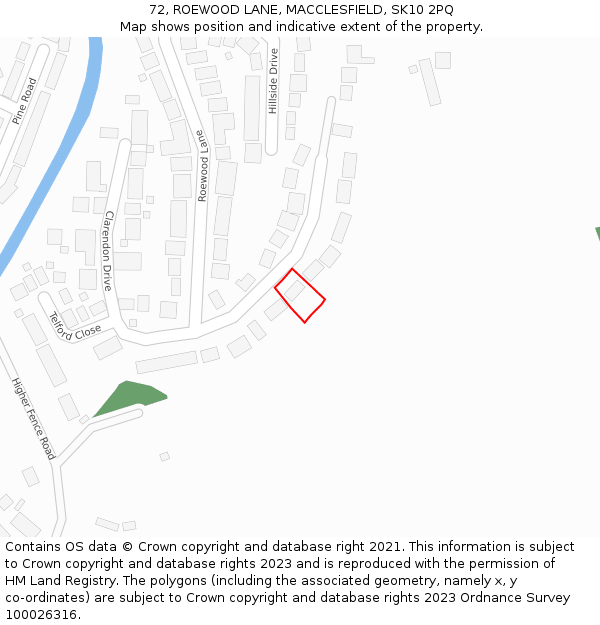 72, ROEWOOD LANE, MACCLESFIELD, SK10 2PQ: Location map and indicative extent of plot