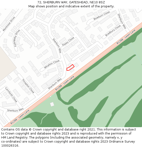72, SHERBURN WAY, GATESHEAD, NE10 8SZ: Location map and indicative extent of plot
